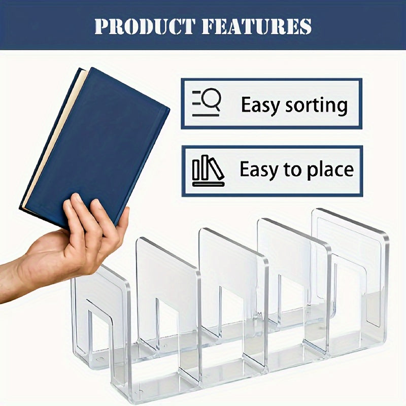 4-piece Transparent Bag Storage Magic, Plastic Partition Board, Wardrobe Classification Placement, Book Storage Shelf, For Home, Dormitory And Bedroom
