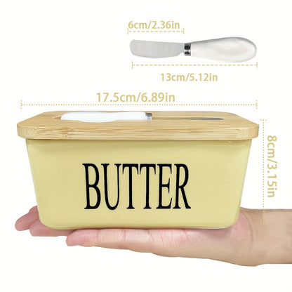 1pc Luxury Large Butter Dish with Lid - Ceramic Countertop Keeper with Knife High-Quality Sealing and Easy-Clean Design - Perfect Kitchen Gift for Butter Lovers Butter Container