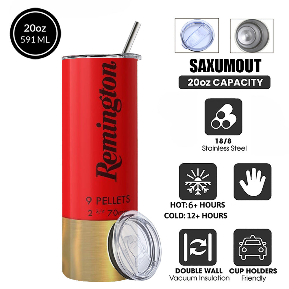 Bullet & Hunting Design Coffee Mugs, 304 Stainless Steel Insulated Tumbler With Lid & Straw, Beverage Container & Travel Cup, 20oz Camping Drinkware, Ideal Gift For Men, Birthday, Parties, Holiday, Father'S Day, Thanksgiving Day, Halloween
