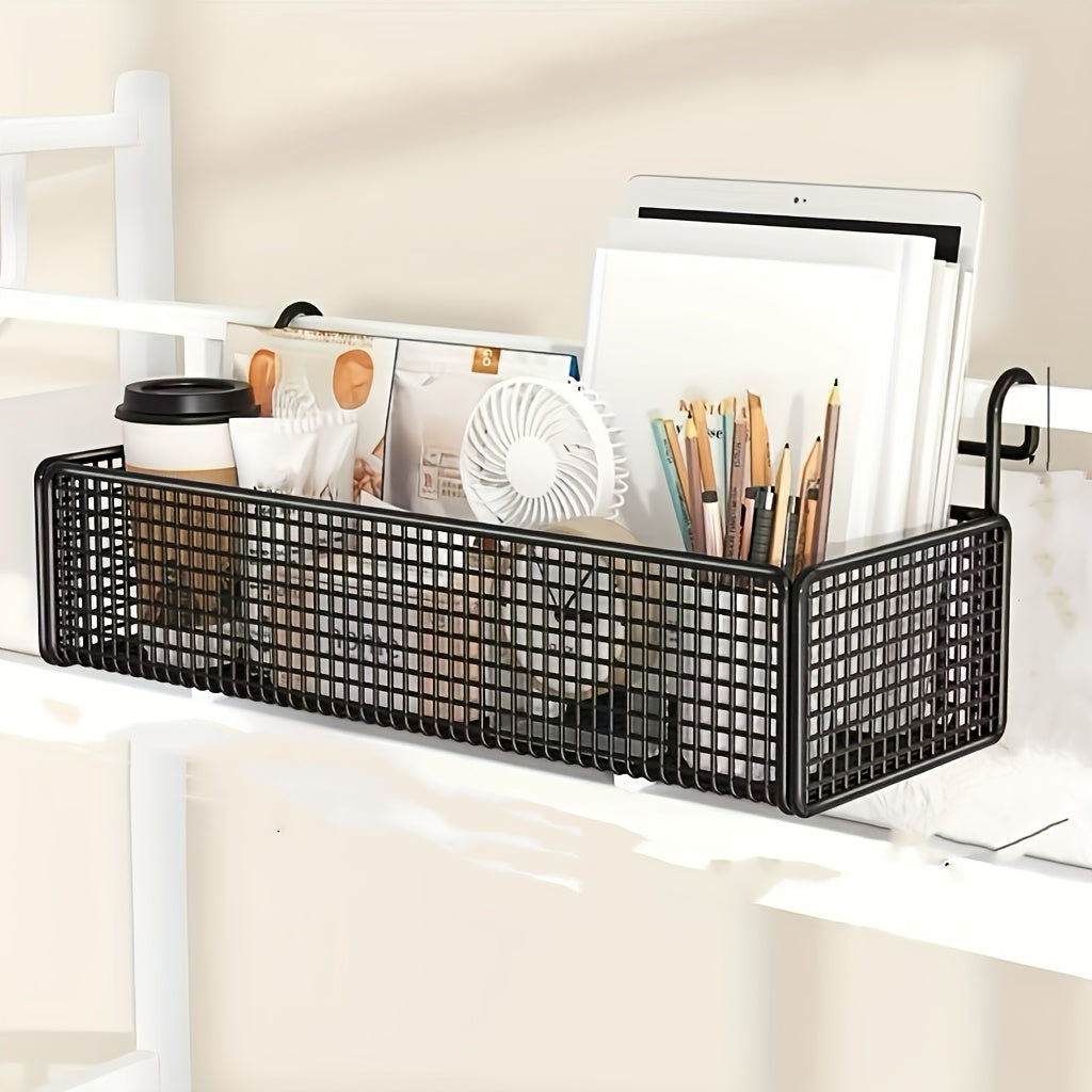 Cast Iron Door Back Hanging Basket - Black Woven Mesh Storage Rack, Sturdy Metal Frame And Safety Hanging Mechanism, Space-Saving Multi-Functional Shelf, Suitable for Dormitories, Bedrooms, Wardrobes - 11 Holiday Gifts, Shelf Basket, Shelf Baskets