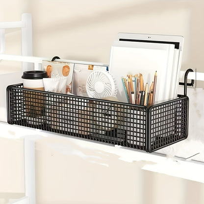 Cast Iron Door Back Hanging Basket - Black Woven Mesh Storage Rack, Sturdy Metal Frame And Safety Hanging Mechanism, Space-Saving Multi-Functional Shelf, Suitable for Dormitories, Bedrooms, Wardrobes - 11 Holiday Gifts, Shelf Basket, Shelf Baskets
