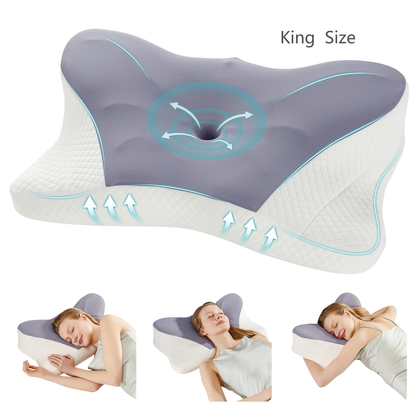 Cervical Neck Pillow, Ergonomic Contour Neck Pillows, Memory Foam Orthopedic Bed Pillow For Side Back Stomach Sleeper, Neck Pillow With Cooling Pillowcase