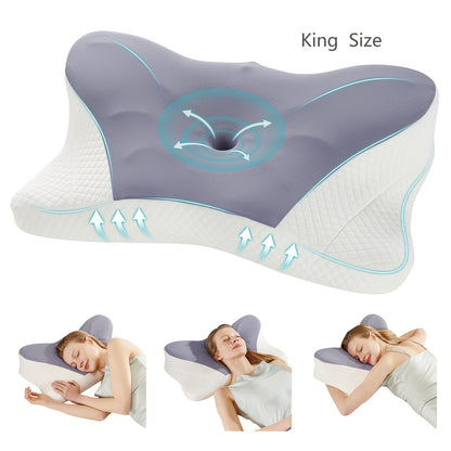 Cervical Neck Pillow, Ergonomic Contour Neck Pillows, Memory Foam Orthopedic Bed Pillow For Side Back Stomach Sleeper, Neck Pillow With Cooling Pillowcase