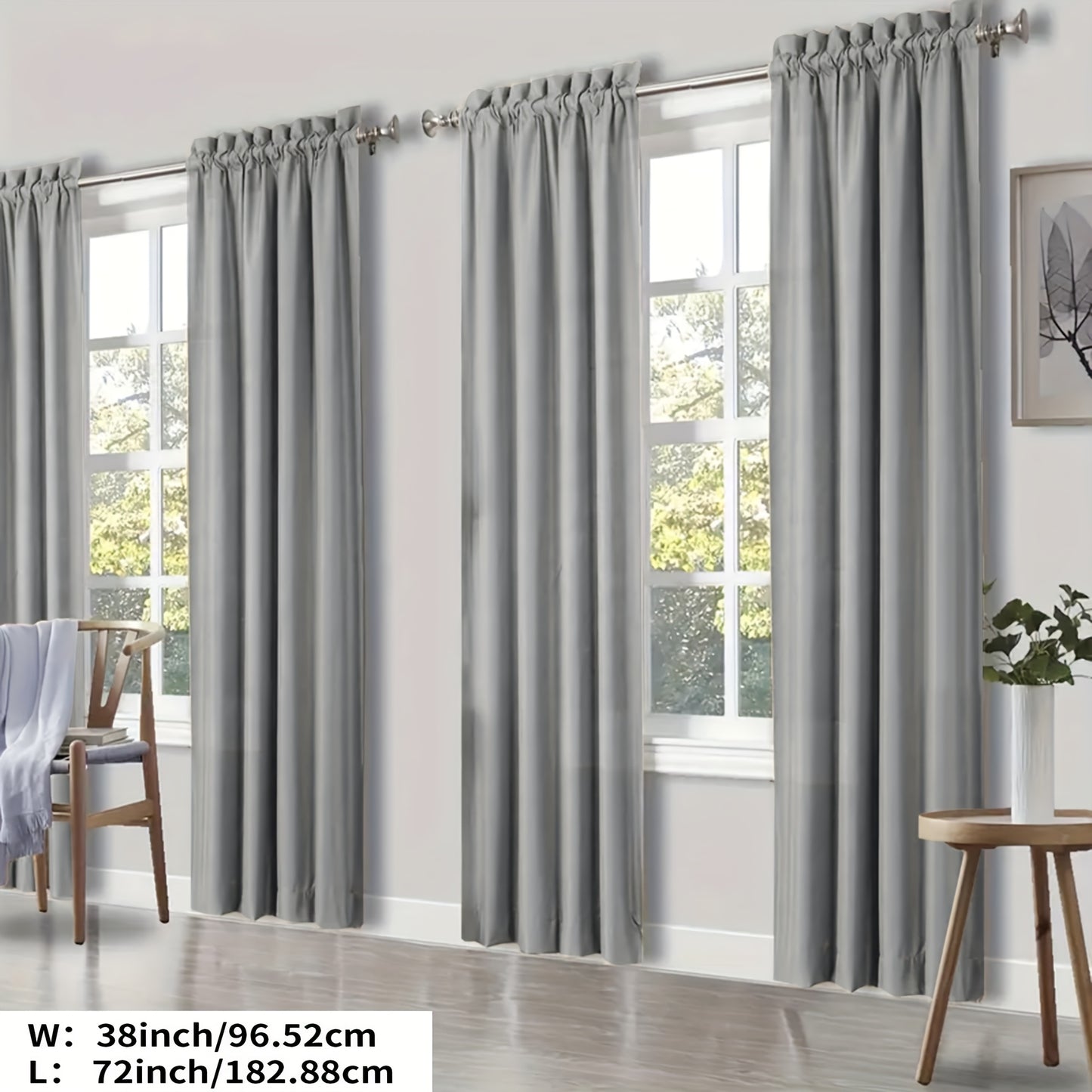 YOULEYAR 4 Panel Modern Blackout Thermal Insulated Energy Saving Curtain Drapes - Blocking Thermal, Solid Color Panels Suitable for Bedroom, Living Room, - Rod Pocket, Year-Round Use
