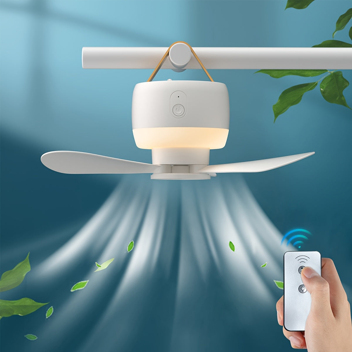 Portable USB Rechargeable Camping Fan with LED Lighting, Controllable By Remote Control, Adjustable Lighting Fan, Suitable for Outdoor Use In Tents, Detachable Blades, And Long Battery Life.camping Stuff Clearance