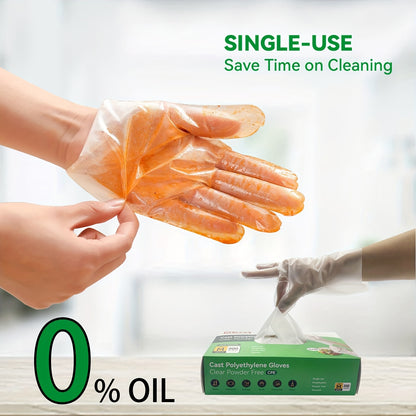 200/1000pcs Clear Poly Gloves, 3.5Mil Disposable Gloves, Oil Resistant, BPA And Free, Food Gloves for Cooking, Food Handling, Cleaning Use (S/M/L/XL)