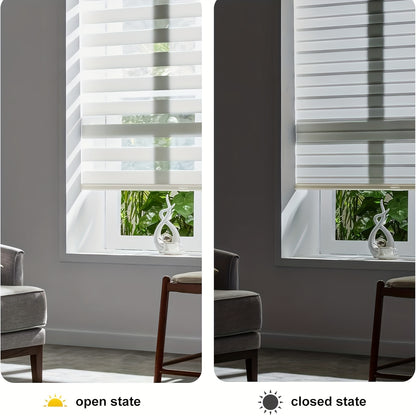 Cordless Zebra Crossing Window Blinds, Free Stop Curtains, Double-layer Control of Light Transmittance During the Day and Night, Suitable for Home and Office, Easy to Install