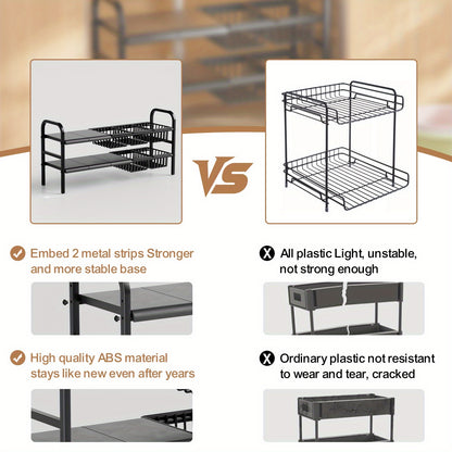 1 Expandable Under Sink Organizer & Locker 2 Tier Cabinet Shelf Organizer with 5 Removable Panels 5 Baskets for Under Kitchen Bathroom Sink Organizer & Storage.Thanksgiving And Christmas Gifts