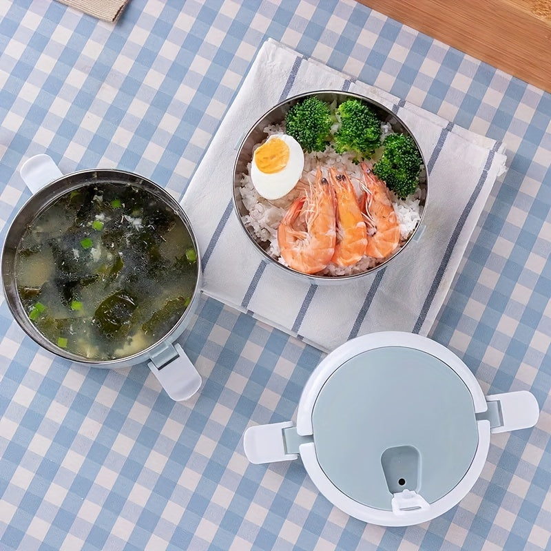 Stainless Steel Lunch Box Set - Class 1 Insulated Bento Box with Lid, Hand Wash, Cylindrical, Hand Operated, Suitable for Office, School, Camping, Picnic, Kitchen Locker (47.34oz)