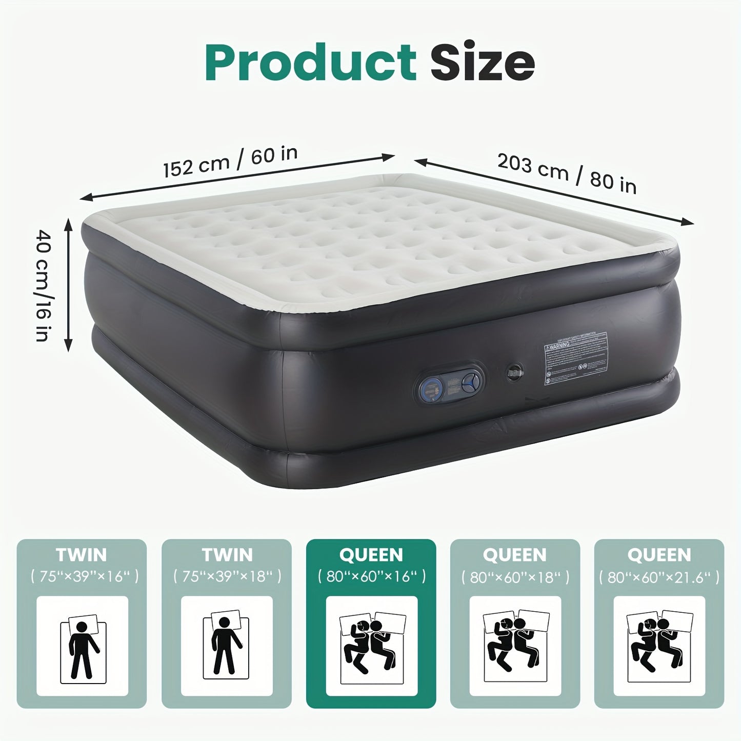 Flocking Inflatable Mattress with Pump, High Load Capacity and Easy Storage Air Mattresses, Air Sleeping Bed for Camping, Hiking, Beach, Indoor, Outdoor