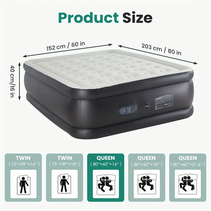Flocking Inflatable Mattress with Pump, High Load Capacity and Easy Storage Air Mattresses, Air Sleeping Bed for Camping, Hiking, Beach, Indoor, Outdoor