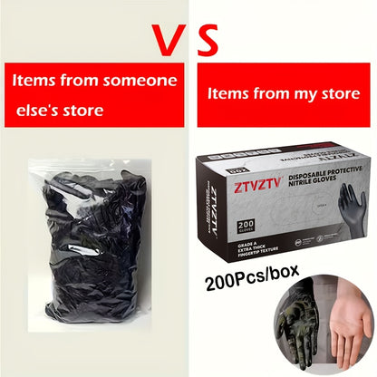 200pcs, Black Nitrile Disposable Gloves, High-Density, Flexible Fit, Chemical Resistant, Industrial-grade Latex-free, Specially Designed For Maintenance Teams, Suitable For Household Cleaning, Tattooing, Painting, Car Washing, Dishwashing