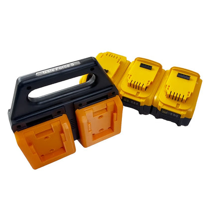 DeWalt 18V 20V Battery Storage Rack – 4-Port Portable Holder with Mounting Frames, Upgradeable Tool Hanger Organizer, Modular & Individually Assembled Battery Mount for Workshop & Jobsite