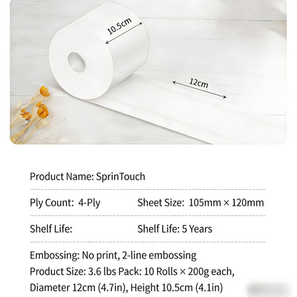 Toilet Paper Bulk 10 Roll 4-Ply Super Soft Thick Undyed Bath Tissue - Strong & Durable No Crumble Bathroom Tissue Rolls for Home, Hotel, Office, Dining & Restaurant Use, 1/2/3 Pack