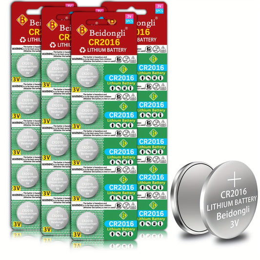 CR2016 Battery 3V Lithium Coin Cell 20 Pack Non-Rechargeable Long-Lasting for Car Key Fob Remote Control Watch Calculator Hearing Aid Small Electronics