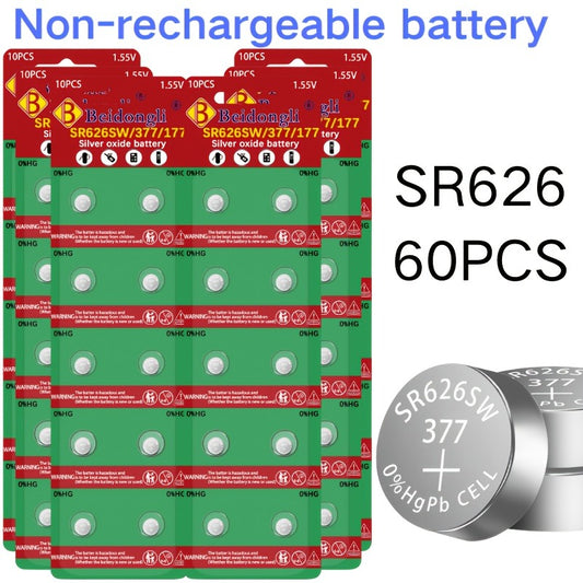 Watch Battery SR626SW 60pcs 1.55V Alkaline Button Cell 377 376 AG4 LR626 for Watches Calculators Remote Controls Small Electronics Bulk Pack