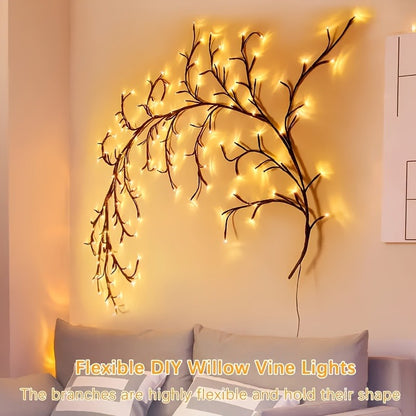 LED Vine Fairy Lights for Wall Decor – 96 LEDs Enchanted Willow Branch Lights, 5.9Ft Warm White Artificial Plant String Lights for Bedroom, Living Room, Party & Christmas Decorations