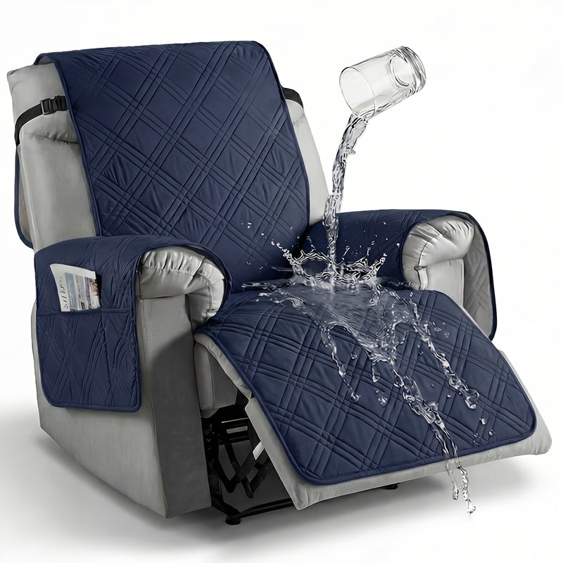 1pc Recliner Cover Sofa Cover, With Pocket Anti Slip Sofa Cushion, Pet Furniture Protective Cover, Quilted Sofa Recliner Cover With Elastic Band, Sofa Protective Cover, Sofa Accessories, Easy To Install, Spring And Summer Home Decoration