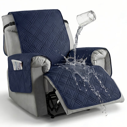1pc Recliner Cover Sofa Cover, With Pocket Anti Slip Sofa Cushion, Pet Furniture Protective Cover, Quilted Sofa Recliner Cover With Elastic Band, Sofa Protective Cover, Sofa Accessories, Easy To Install, Spring And Summer Home Decoration