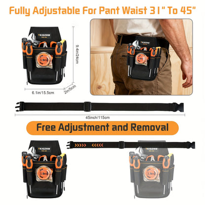 Heavy Duty Tool Bag 7-Pocket PVC Organizer for Mechanics Electricians Multi-Pocket Hand Tool Storage Bag Portable Jobsite Toolbag for Plumbers Contractors DIY