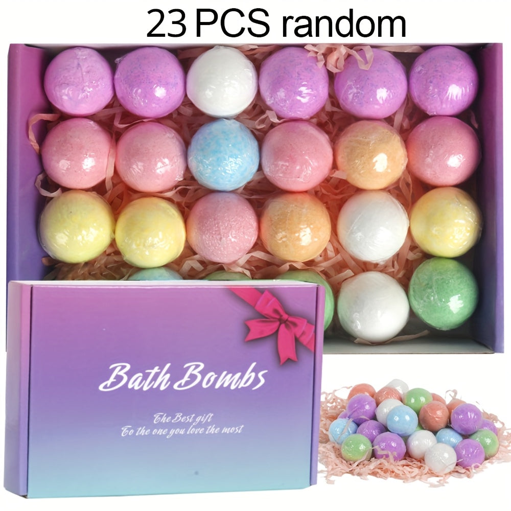 23pcs Random Bath Bombs Gift for Women, Handmade Bubble Bath Fizzes Rich In Essential Oils, Perfect for Wife, Girlfriend, Sisters On Birthday, Christmas, Halloween, Anniversary, Valentine's Day, Best for Christmas