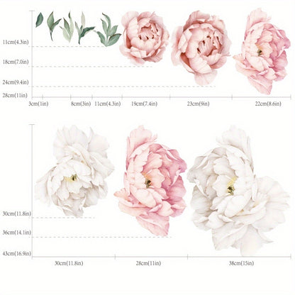 1pc European Peony Flower Waterproof Sticker, Anti-collision Glass Multifunctional Home Decoration Sticker, 17. 7in * 47. 2in