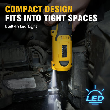 3/8" Cordless Ratchet Wrench Set, 60FT-LBS (80N.m) Electric Ratchet, 2 X 20V Chargeable Power Ratchet Wrench With Variable Speed, LED Light, 6 Sockets, 1/4" Adapter, 3" Extension Rod
