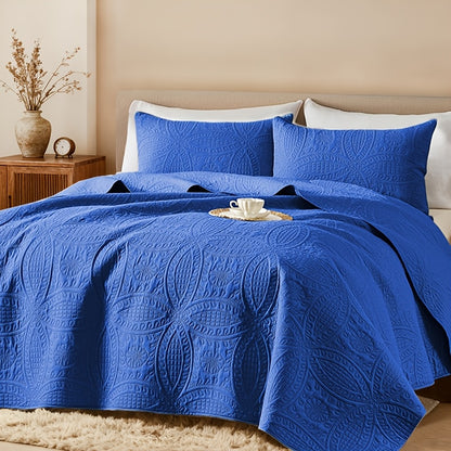 2/3pcs Quilt Set Bedspreads( Include 1 Quilt 1 Or 2 Pillowcases) Lightweight Microfiber Bedspread - Modern Style Coin Pattern Coverlet Soft And Skin-friendly Quilt Anti-allergy And Machine Washable Suitable For School Dormitories