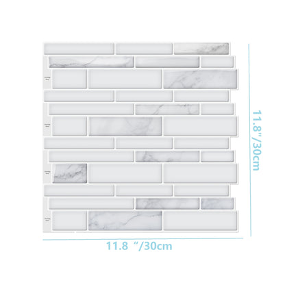12-Sheet White Light Marble Pattern Self-Adhesive Wall Stickers, Suitable for Kitchen, Sink Wall Decoration, Beautify The Wall