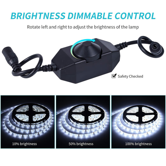 LED Strip Light 600 LEDs 2835 SMD Ultra Bright 5M 16.4ft, IP65 Waterproof Dimmable 12V Flexible Rope Light, Cuttable, for Under Cabinet, Bedroom, Kitchen, TV Backlight, Mirror, Bathroom, Stairway Lighting