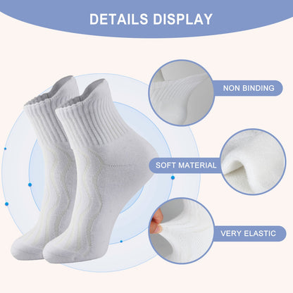 12 Pairs Diabetic Ankle Socks for Men & Women - Ultra Comfort Cotton Ankle Socks, Extra Cushioned Sole, Non-Binding Top And Seamless Toe (Black/White)