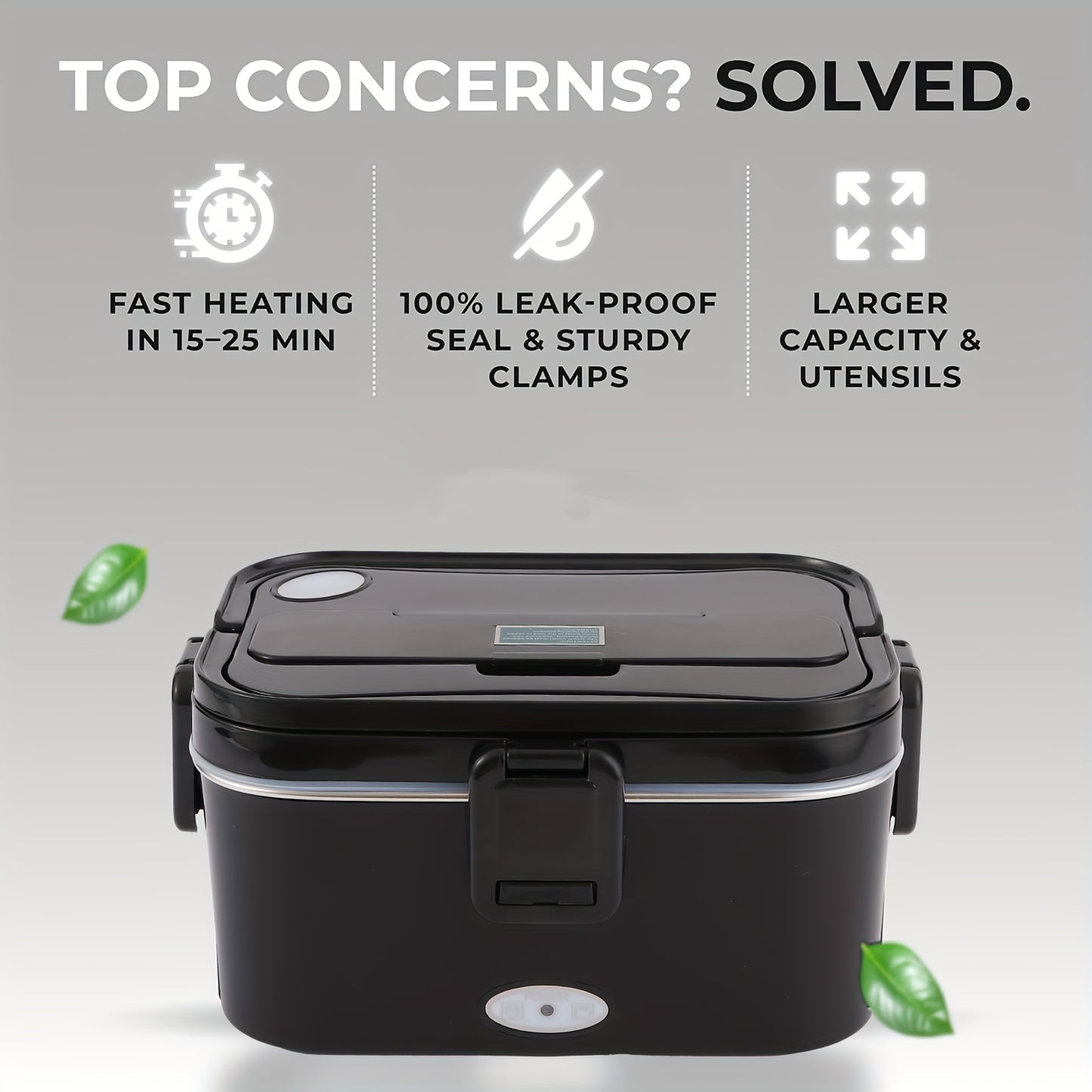 Lunch Box 60.87oz - 110V Home & 12V/24V Car Portable Food Warmer, Stainless Steel Heated Meal Container W/ Fork & Insulated Bag, for Truck Drivers, Office, Travel, Camping, College(Fast Heating)
