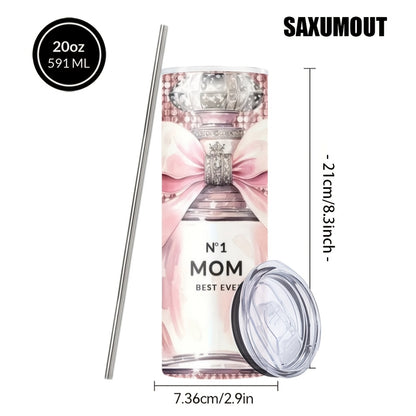 Mom'S Best Ever Design Coffee Mugs, 304 Stainless Steel Insulated Tumbler With Lid & Straw, Beverage Container & Travel Cup For Hot & Cold Drinks, 20oz Camping Drinkware, Ideal Gift For Women, Birthday, Parties, Holiday, Thanksgiving Day, Christmas