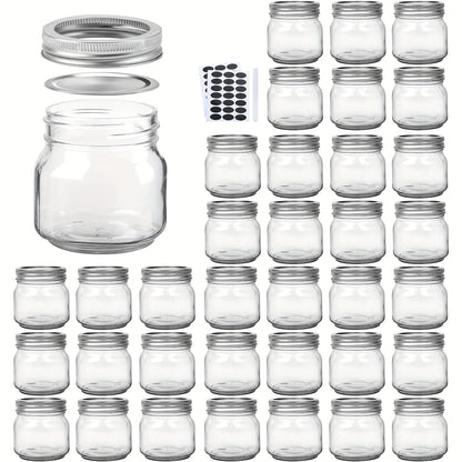 9/18/27/36-Pcs, 8oz Glass Jars with Lids, Regular Mouth Mason Jars for Storage, Spice Canning Jar for Caviar, Herb, Jelly, Jams, Honey, Dishwasher Safe