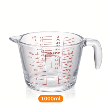 1/3pcs Glass Measuring Cups, 11.83oz + 16.91oz + 33.81oz Transparent, Human Handle Design, Tempered Glass, Dishwasher, Freezer, Microwave And Preheat Oven Safe