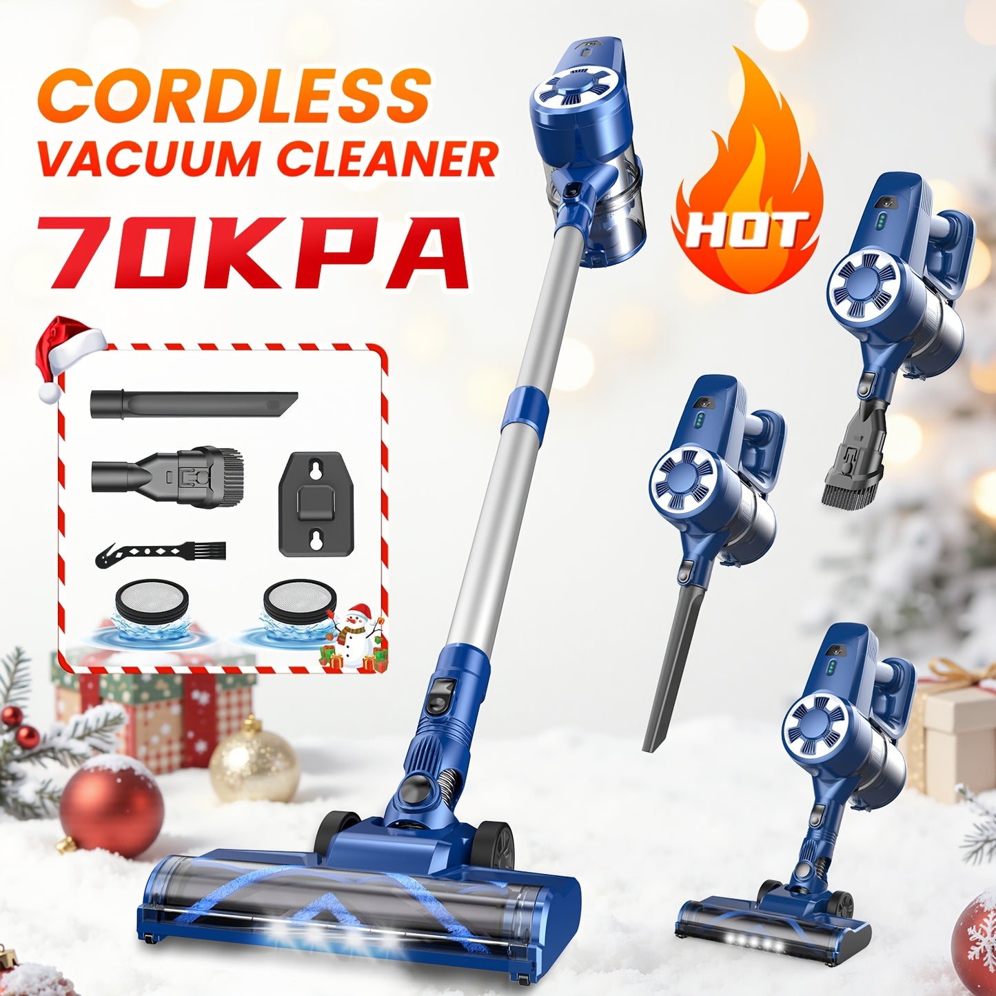 Cordless Vacuum Cleaner, MAX 70Kpa Powerful Stick Vacuum with 45Min Runtime, Anti-Tangle Vacuum Cleaners for Home, 50.72Oz Dust Cup, Rechargeable Wireless Vacuum for Hardwood Floor Carpet Pet Hair, Cordless Vacuum Cleaner for Home