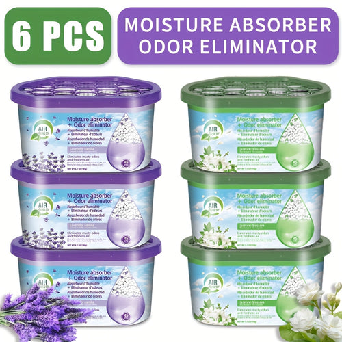 6 Box Portable Dehumidifier Suitable for Small Spaces - Compact PVC Dehumidifier Boxes with Odor Eliminator & Moisture Absorber, Humidity Controller for Closets, Bathrooms, RVs, Boats, Kitchens, Bedrooms - Fresh Air Dehumidifier for Use