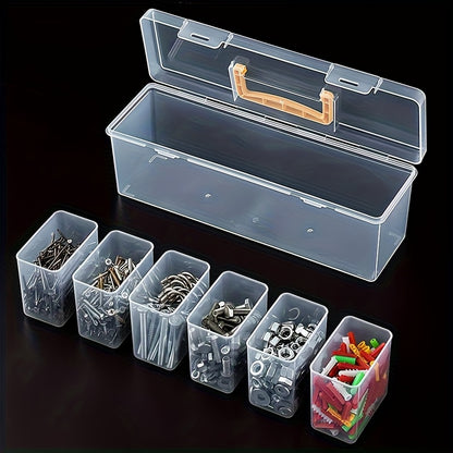 14pcs Tool Organizer Box Set, 12 Small + 2 Large, Portable Transparent Storage Case with Dividers, Handheld Multi-Compartment for Screws, Wrenches, Hardware Parts, Organizer, Home Gadget Box
