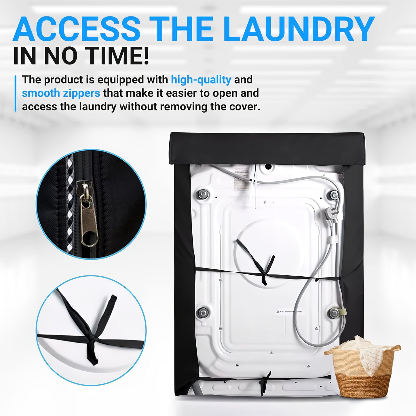 2pcs Washing Machine Dryer Cover, 420D Indoor Outdoor Washer Dryer Protector, Suitable for Top Load and Front Load Washers/Dryers - Premium Outdoor Protective Cover with Zipper Dustproof Laundry Hood