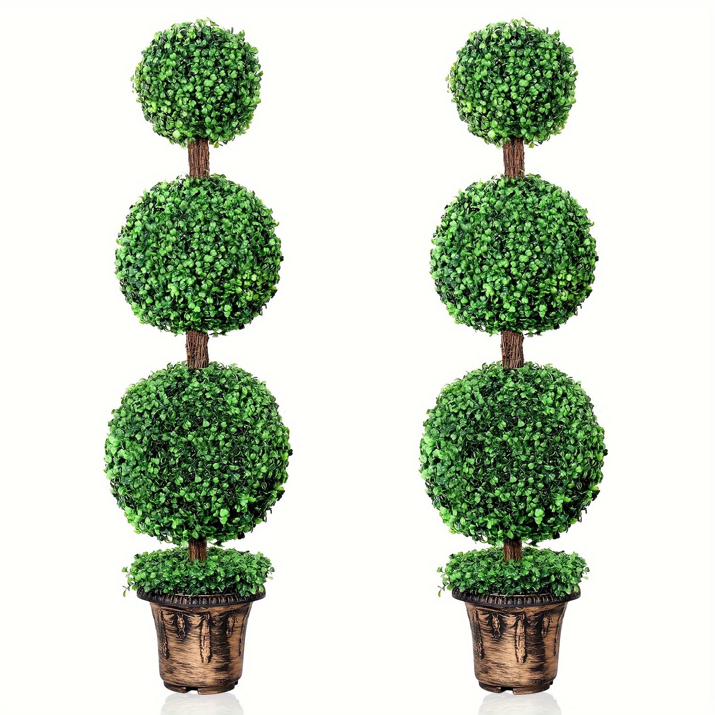 2 Pack Artificial Boxwood Topiary Tree, 3/4ft Topiary Ball Tree Potted Plants Decoration For Front Door Porch Home Living Room, Indoor/Outdoor Use