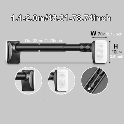 15.75inch - 196.85inch No Drilling Curtain Rail 33Mm Diameter Telescopic Shower Curtain Rod, Extendable Telescopic Rod, Long Adjustable Curtain Rod for Large Windows