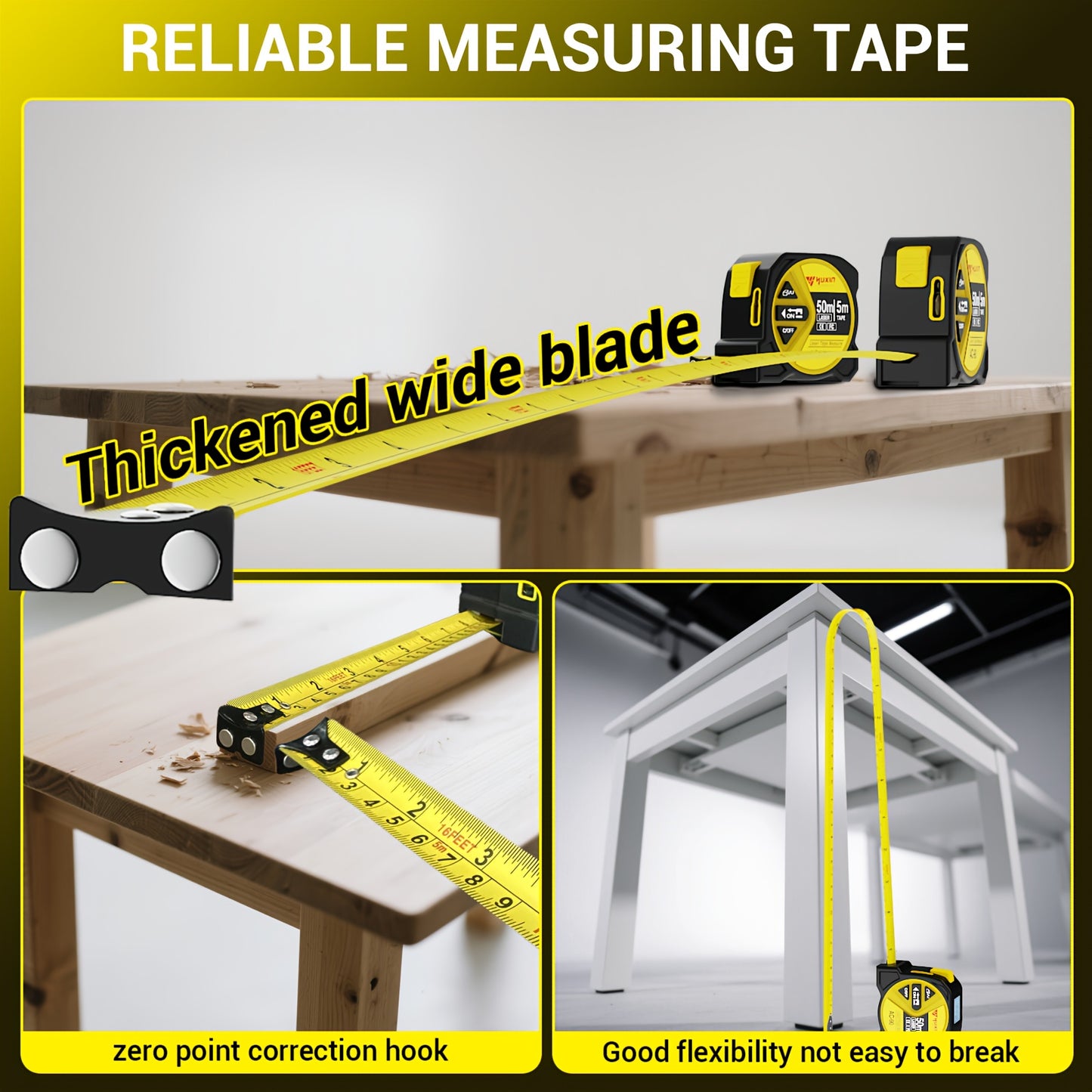 Laser Tape Measure - Digital Distance, Laser Tape Measure 50M/165ft High-precision Multi-function 3-in-1 Infrared High Definition Smart Digital Display, Laser Ranging, Portable M/in/Ft Unit Switching Support USB Charging, Optimized Ergonomics, Gift