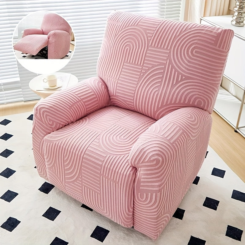 Elastic Jacquard Recliner Sofa Cover, Single Seat Relaxing Reclining Chair Covers, Relax Armchair Cover Furniture Protector for Living Room Bedroom Office Decor