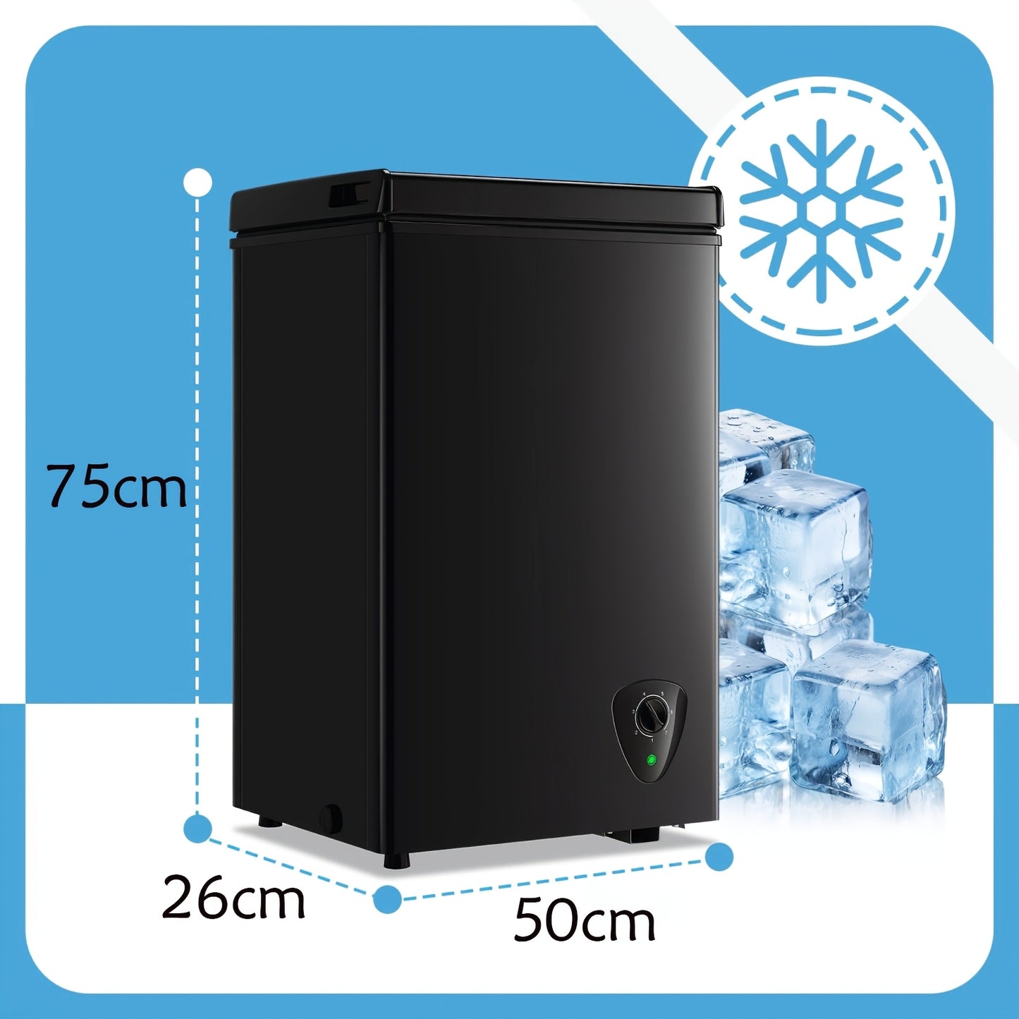 Chest Freezer Small Deep Freezer 3.5 & 5.0 Cu Ft – 7-Level Adjustable Thermostat, Energy Efficient R600a, Low Noise, Removable Basket for Home, Kitchen, Apartment & Garage