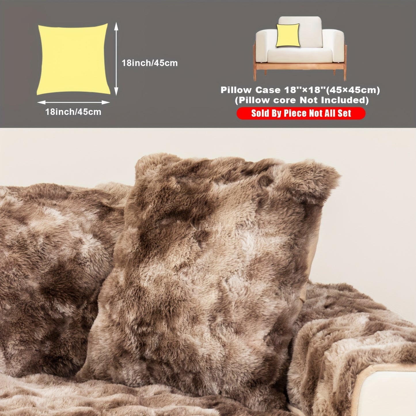 Faux Sofa Cover, Modern Gradual Change Lamb, Thick Fluff, Pet Friendly, Polyester Fiber, Machine Washable, No Printing, Dye Printing, 450-500g Fabric, Suitable for Single, Double, Triple and Combination Sofas