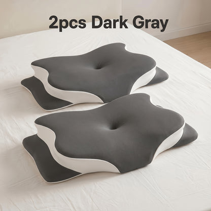 Cervical Neck Pillow for Sleeping – Butterfly-Shaped Ergonomic Memory Foam Pillow, Contour Support for Back & Side Sleepers, Slow Rebound Pressure Relief, Machine-Washable Pillowcase, Multiple Colors & 2-Pack Options