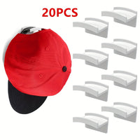 20pcs White Wall-mounted Hat Rack Adhesive Hat Hook