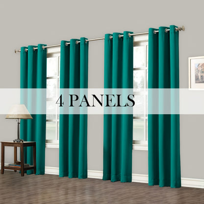 4 Panels Blackout Curtains Grommet Room Darkening Sun Blocked Curtains for Living Room, Bedroom, Set of 4 Panels