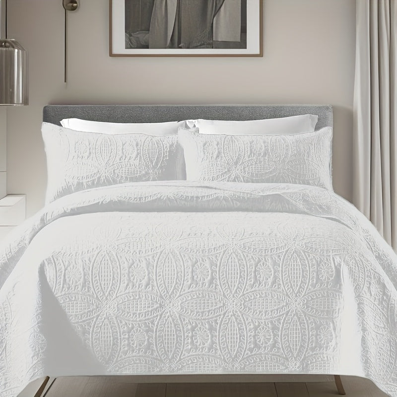 3pcs Bed Quilt Set, Bedding Set Soft Comfortable for Bedroom, Guest Room (1*Bed Quilt + 2*Pillowcases, Without Core)