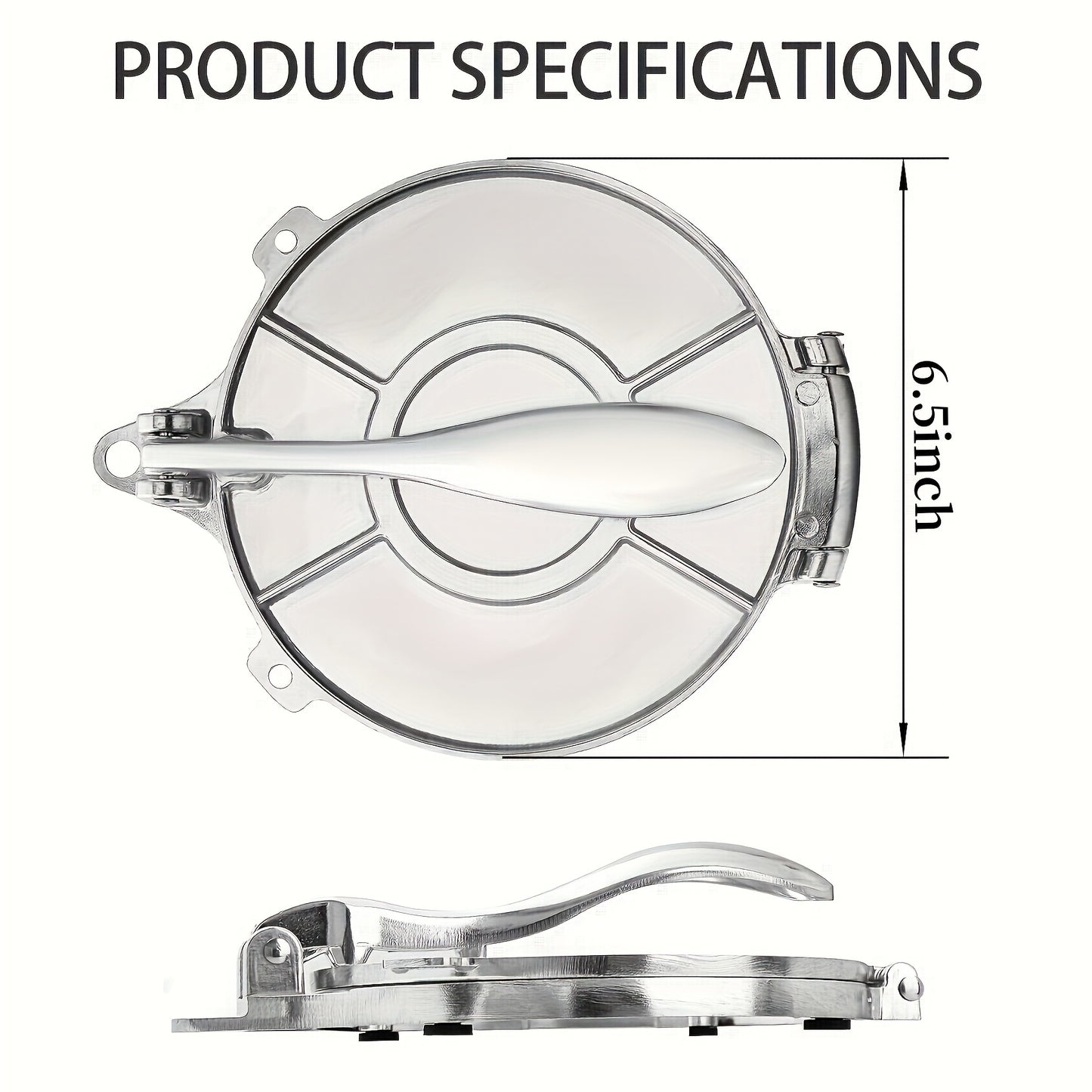 [Aluminum Tortilla Press] 6.5 Inch Tortilla Press, Tortilladora Press, Aluminum Tortilla Press, Flour Tortilla Press, Rotis Press, Quesadilla Press, Taco Maker